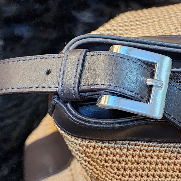 The Sak Elliott Lucca Shoulder Bag Brown Crochet Women's Purse Leather Trimmed - Picture 12 of 14